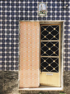 Front door and colorful tiles
