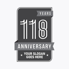 118 years anniversary design template. One hundred and eighteen years celebration logo. Vector and illustration.