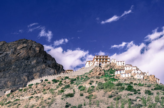 Low angle view of Key Monastery in Himachal Pradesh, India