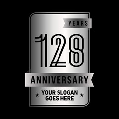 128 years anniversary design template. One hundred and twenty-eight years celebration logo. Vector and illustration.