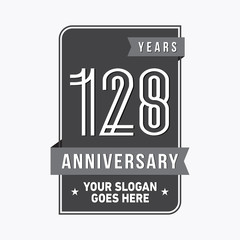 128 years anniversary design template. One hundred and twenty-eight years celebration logo. Vector and illustration.