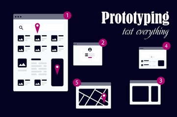 Vector illustration of flat concept responsive web design prototype in computer