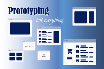Vector illustration of flat concept responsive web design prototype in computer