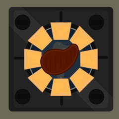 Grilled meat steak with cheese. Food preparation - Vector illustration