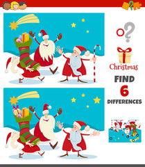 differences game with Santa Claus Christmas characters