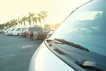 Obraz premium Cars parked in the parking lot.