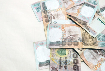 Obraz na płótnie Canvas Background with money thai thousand baht bills