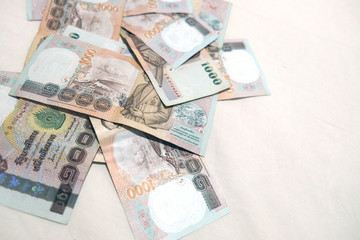 Fototapeta premium Background with money thai thousand baht bills