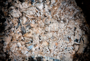 texture of the ashes from the fire