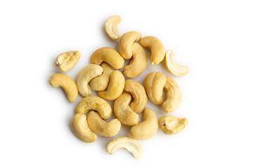 The cashew nuts isolated on white background with clipping path