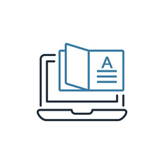 Electronic reference book - dictionary. Vector linear icon on a white background.