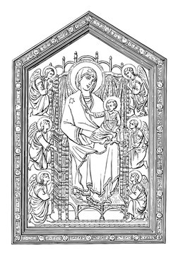 recommend clip art: Madonna of the Church of Santa Maria Novella vintage engraving.