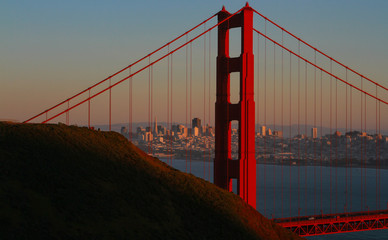 Sunset in San Francisco Bay Area Golden Gate