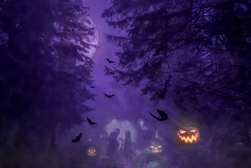 Aluminium Prints Violet Spooky halloween background