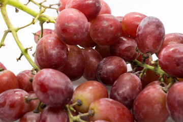 This is a photograph of Red Grapes isolated on a White background