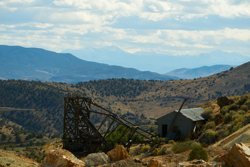 Old non working mine outside of Virginia City, Nevada.  Sherrifs office has these sites posted as dangerous do not enter