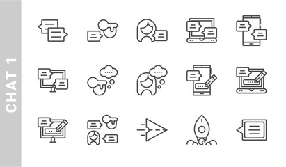 chat 1 icon set. Outline Style. each made in 64x64 pixel