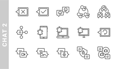 chat 2 icon set. Outline Style. each made in 64x64 pixel