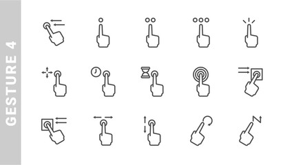gesture 4 icon set. Outline Style. each made in 64x64 pixel