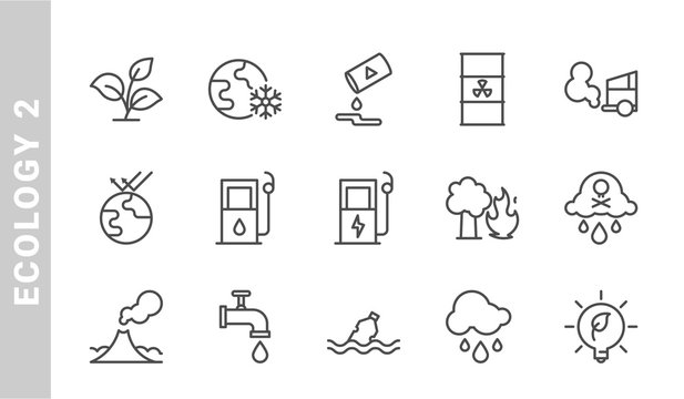 ecology 2 icon set. Outline Style. each made in 64x64 pixel