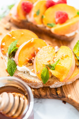 Peach ricotta toast