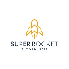 Super Rocket Logo Vector, Abstract Rocket or Ship Design Logo, Modern and Creative Line Icon Logo