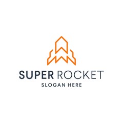 Super Rocket Logo Vector, Abstract Rocket or Ship Design Logo, Modern and Creative Line Icon Logo
