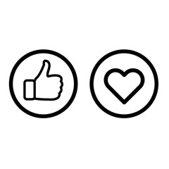 Thumbs up and heart icon on a white background