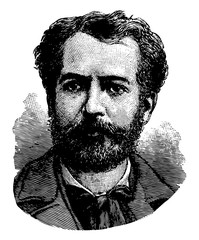 Frédéric Auguste Bartholdi vintage illustration - obrazy, fototapety, plakaty