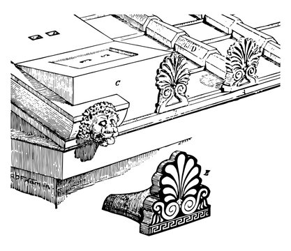 Antefix architecture vintage engraving.