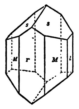 Crystal of Augite vintage illustration.