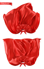 Superhero, red cape front view. 3d realistic vector