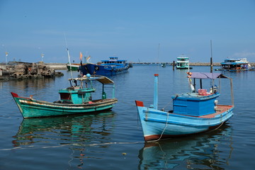 Fototapeta na wymiar Vietnam Phu Quoc Duong Dong Harbour with fishing boats