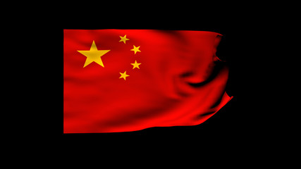 3d rendering of flag of the china waving in the wind