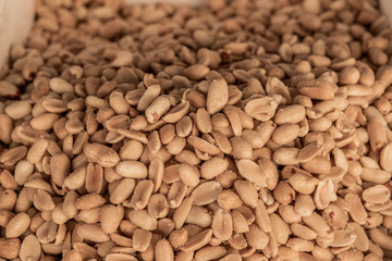 Salted and peeled peanuts, in bulk in a street market
