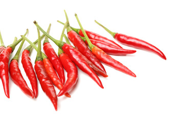 Red chili peppers on white background