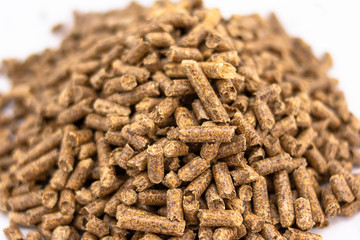 Close-up of a bunch of pellets for use with biomass stoves