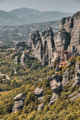 Fototapeta na wymiar view of mountains with monesterys on top Meteora Greece