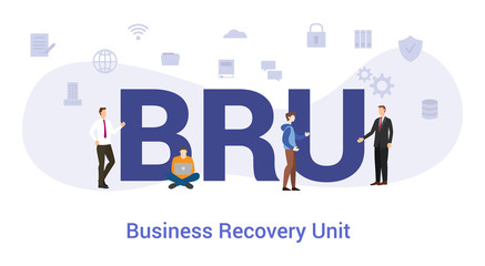 Fototapeta na wymiar bru business recovery unit concept with big word or text and team people with modern flat style - vector