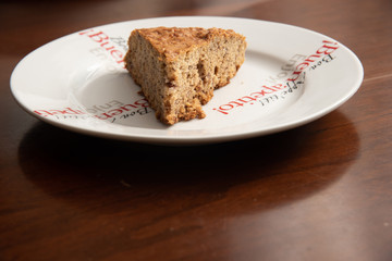 Slice of Banana Bread on white plate