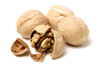 walnuts on a white background