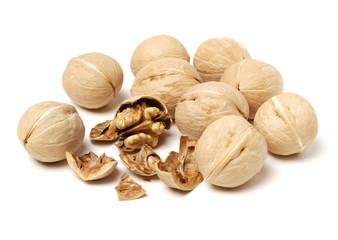 walnuts on a white background