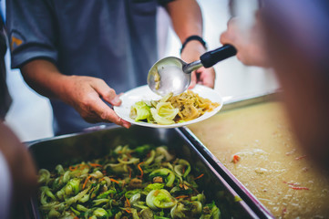 Helping people with food donations, alleviating hunger and hunger : concept of poverty