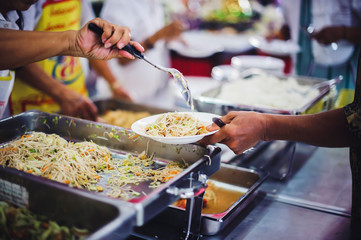 Helping people with food donations, alleviating hunger and hunger : concept of poverty