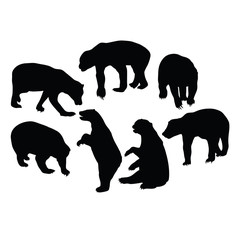 Wild Bear Activity Silhouettes, art vector design