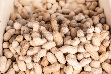 Roasted peanuts in shell, salted, in a street market