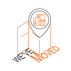We have moved, changed address. Flat illustration.