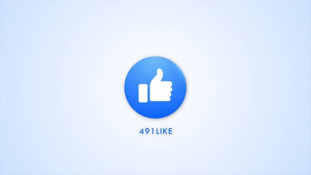 3D Like emoji button Animation with increasing counting of numbers on isolate white-blue background