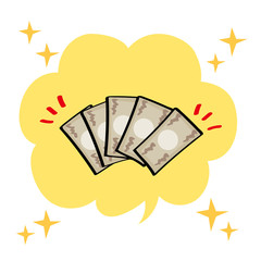 吹き出しに入った紙幣