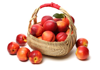 ripe peach on white background